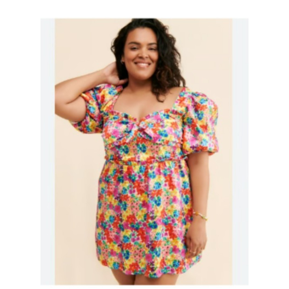 For Love And Lemons Floral Puff Sleeve Merrill Mini Dress Size 2X Coquette